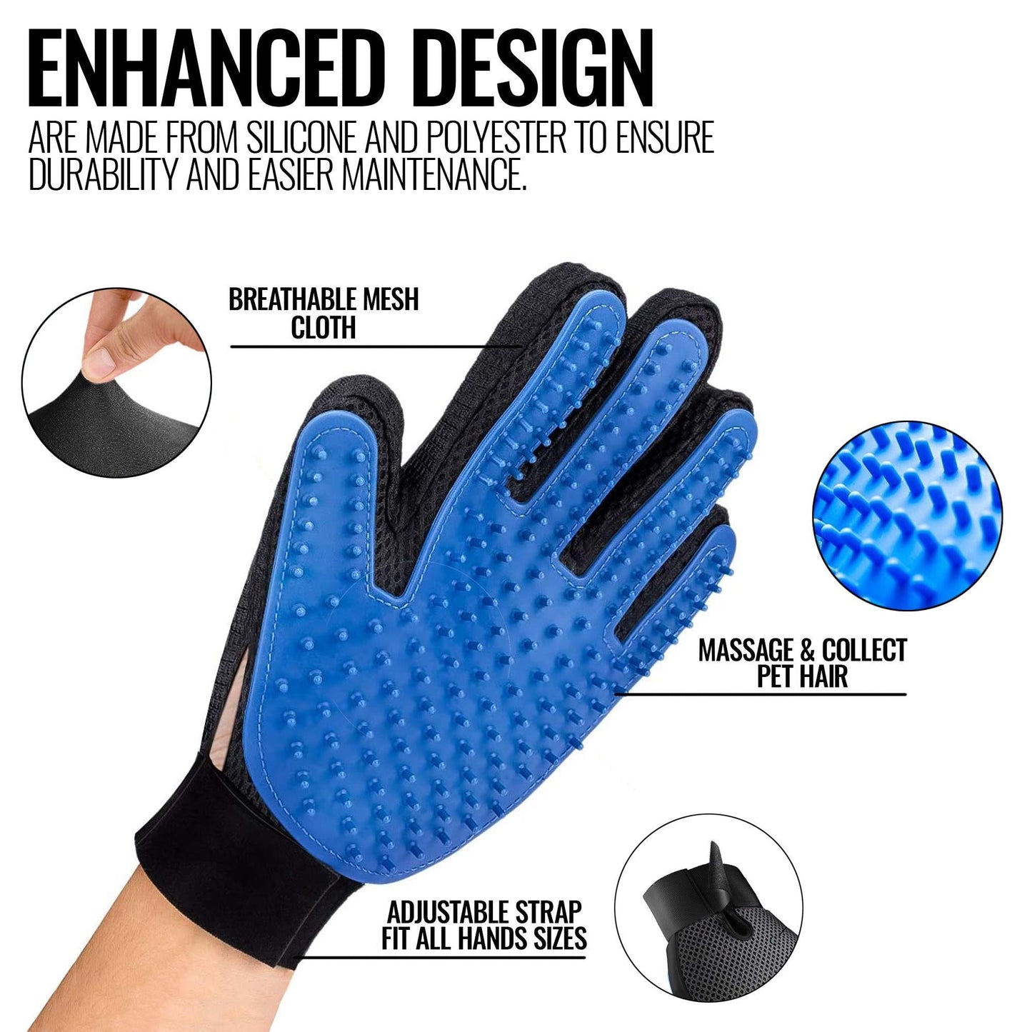 Pet Grooming and Deshedding Hair Removal Gloves